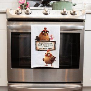 "Cluck-It and Walk Away" Funny Farmhouse Chicken Handmade Decorative Towel
